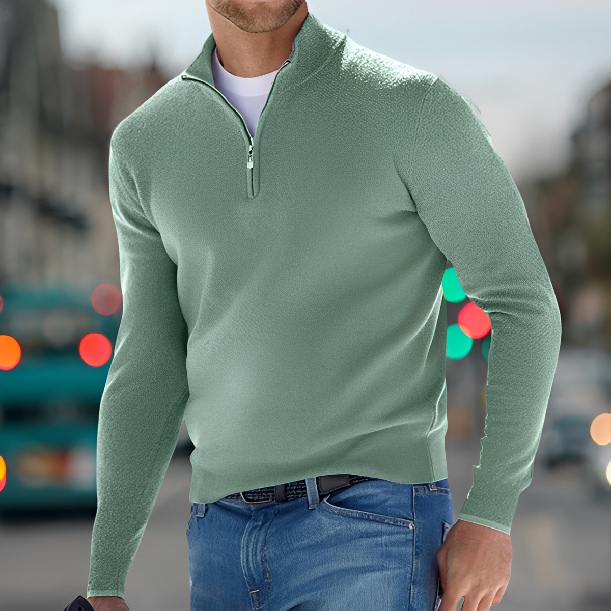 Carlo - Bequemer Pullover mit halbem Reißverschluss