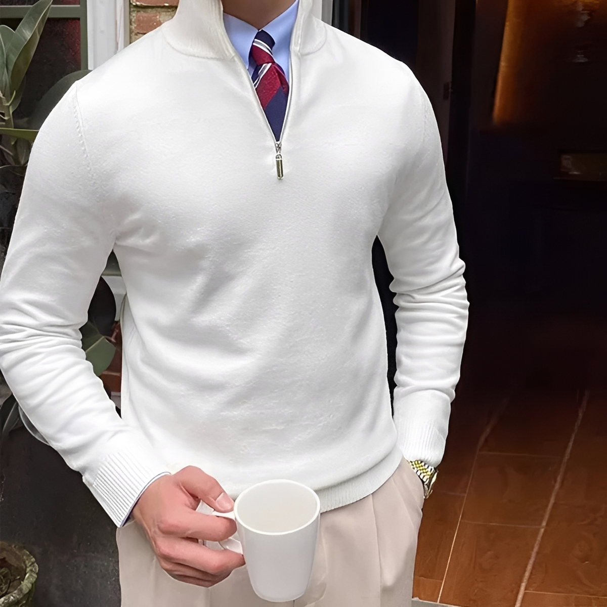 Sean - Bequemer Pullover mit Halbzip