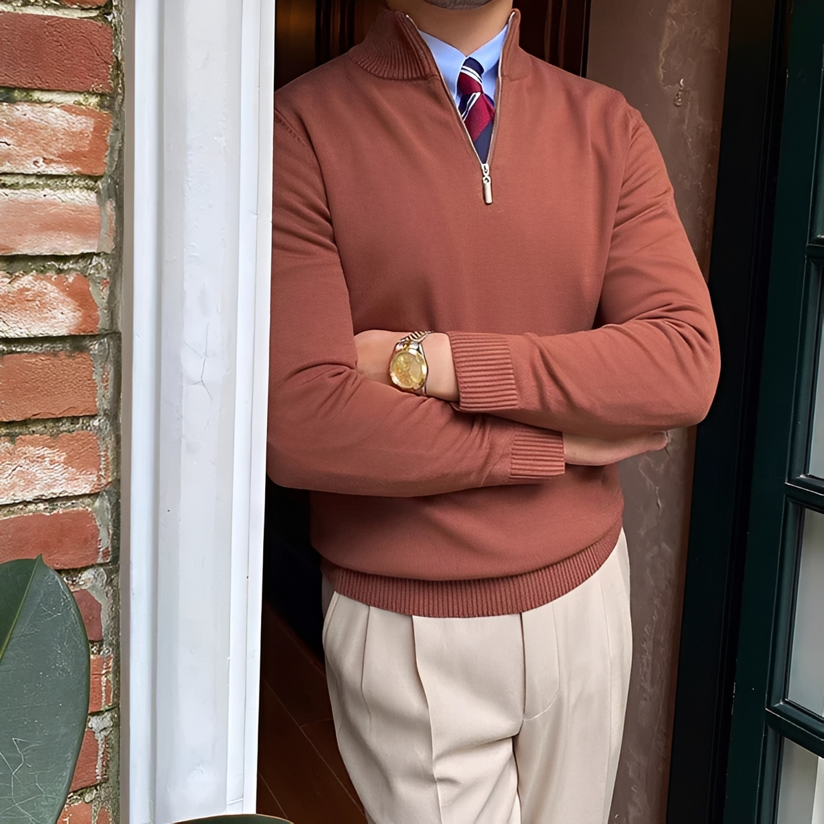 Sean - Bequemer Pullover mit Halbzip
