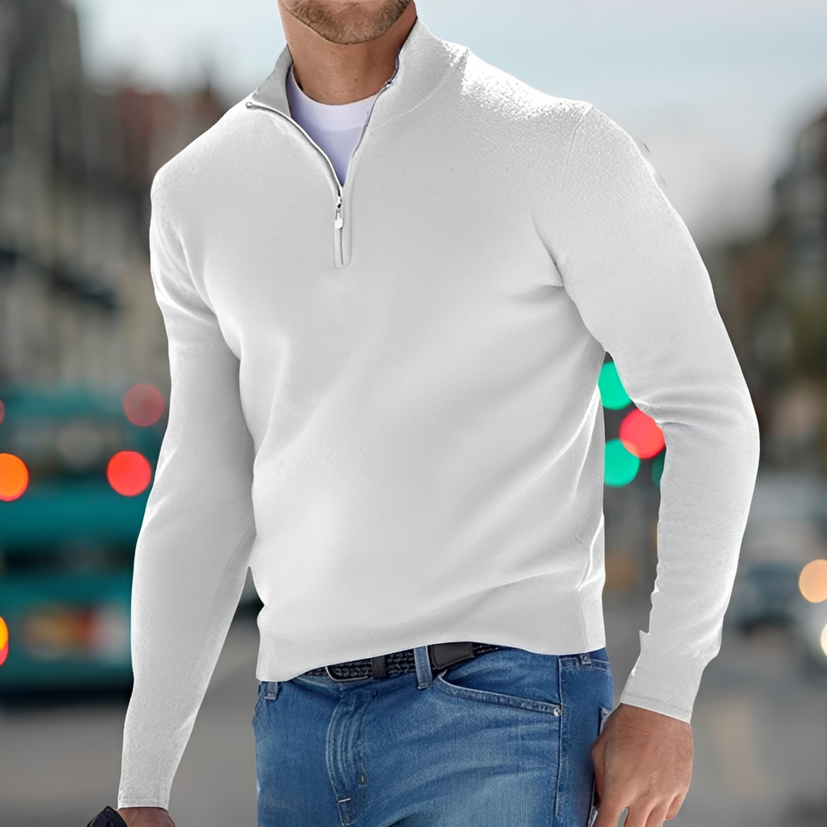 Carlo - Bequemer Pullover mit halbem Reißverschluss