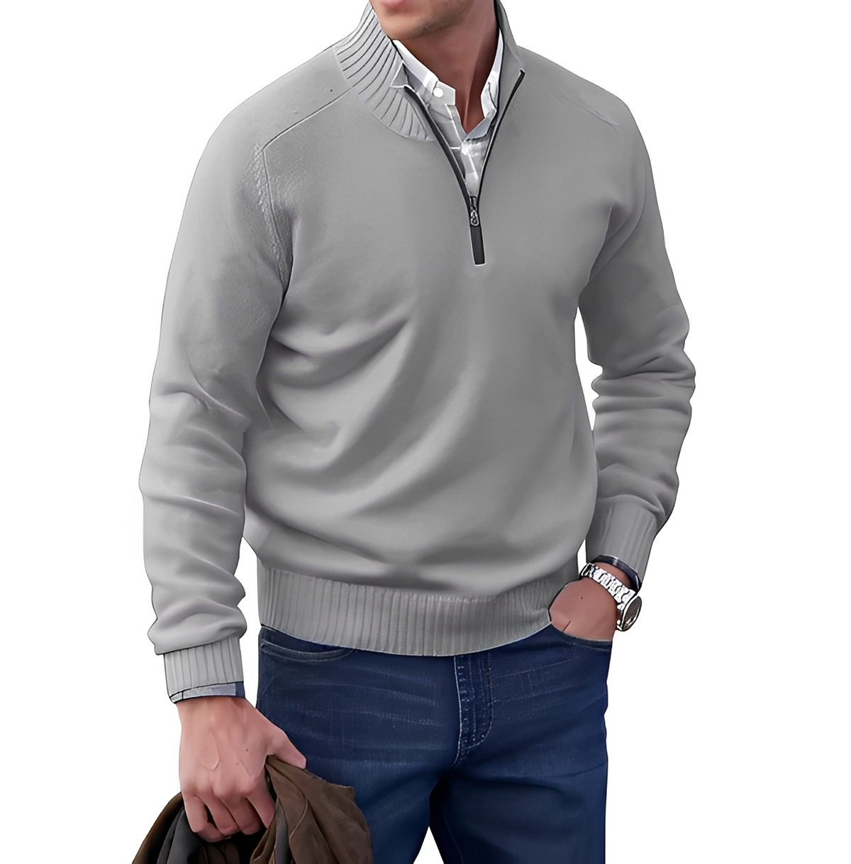 Gabriel - Bequemer und angenehmer Pullover mit Reißverschluss am Kragen