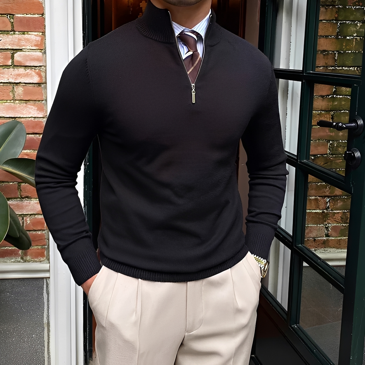 Sean - Bequemer Pullover mit Halbzip