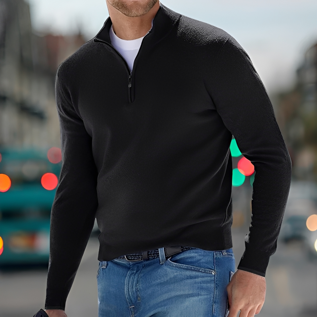 Carlo - Bequemer Pullover mit halbem Reißverschluss