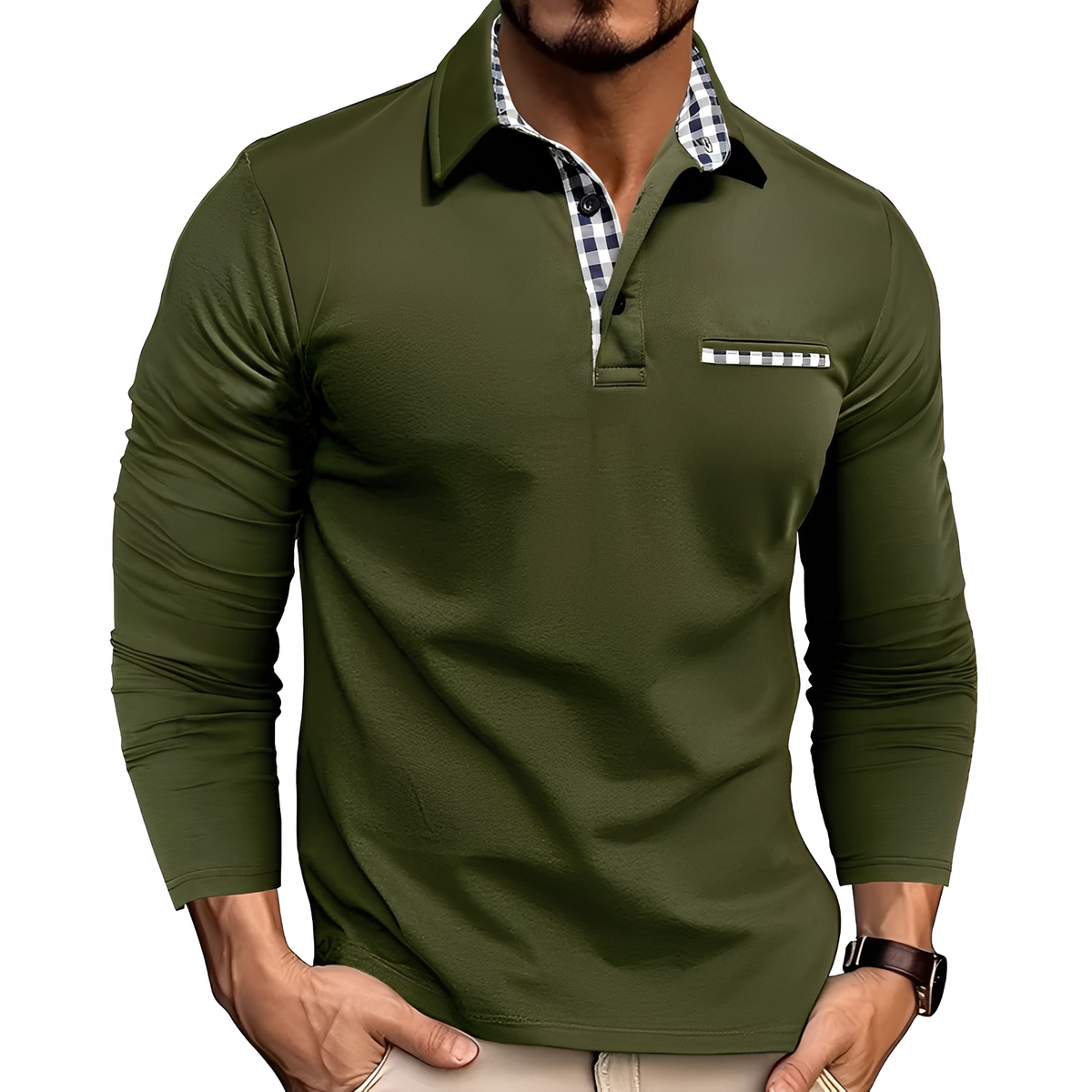 Charel - Langlebiges Langarm-Poloshirt
