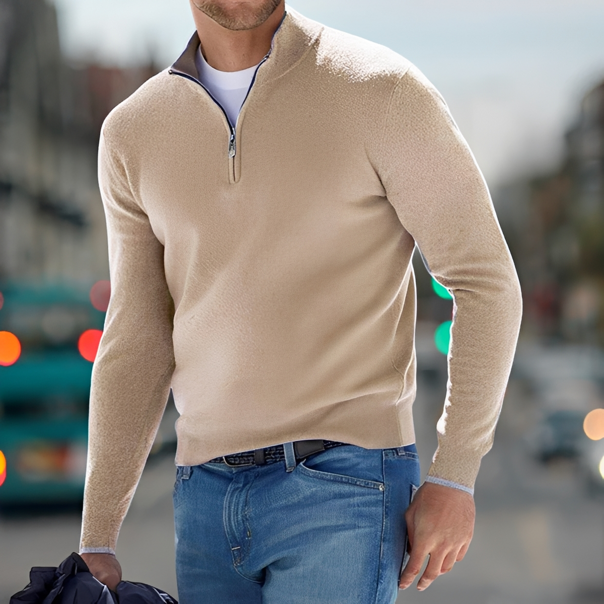 Carlo - Bequemer Pullover mit halbem Reißverschluss