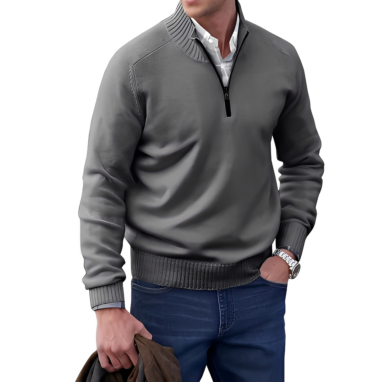 Gabriel - Bequemer und angenehmer Pullover mit Reißverschluss am Kragen