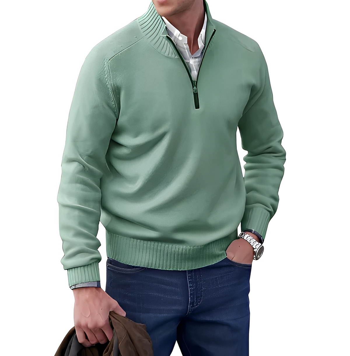 Gabriel - Bequemer und angenehmer Pullover mit Reißverschluss am Kragen