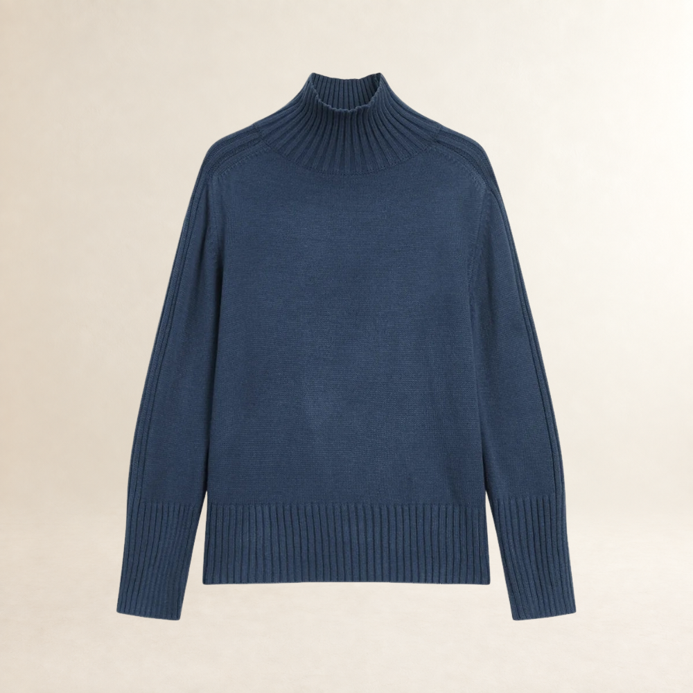 Damen Rollkragenpullover Langarm regulärer Schnitt Rippenstruktur