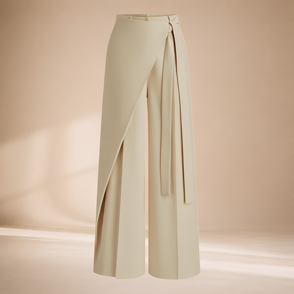 Damen Weite Hose mit asymmetrischem Wickeldesign, hoher Taille, Oversized Fit