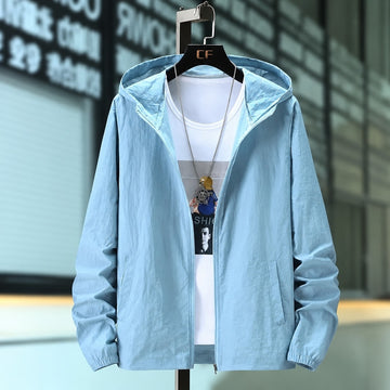 Herrener Hooded Jacke aus leichtem Material - Atmungsaktiv, Reißverschluss, verstellbare Kapuze
