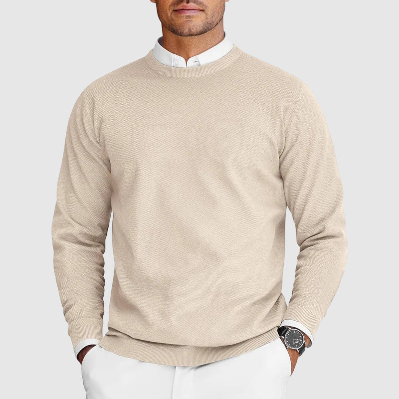 Herrensweater mit Rundhalsausschnitt Texturiertes Design klassischer Schnitt