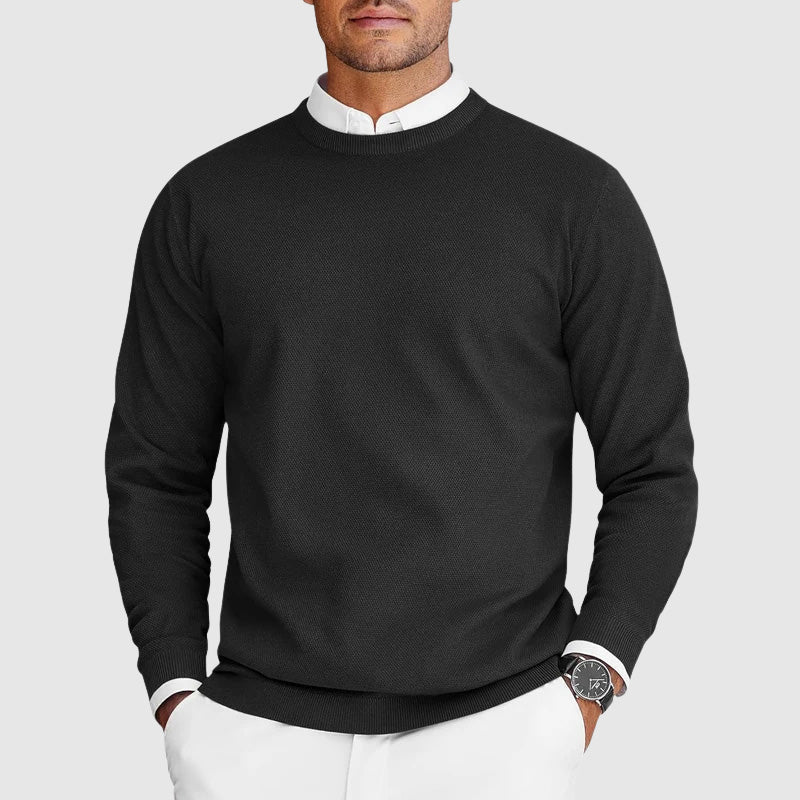 Herrensweater mit Rundhalsausschnitt Texturiertes Design klassischer Schnitt