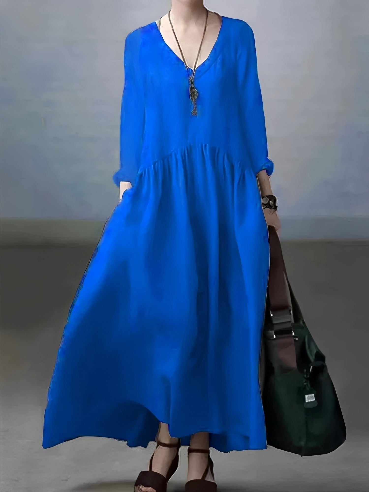 Lindy - Bequemes, lässiges Damenkleid mit V-Ausschnitt