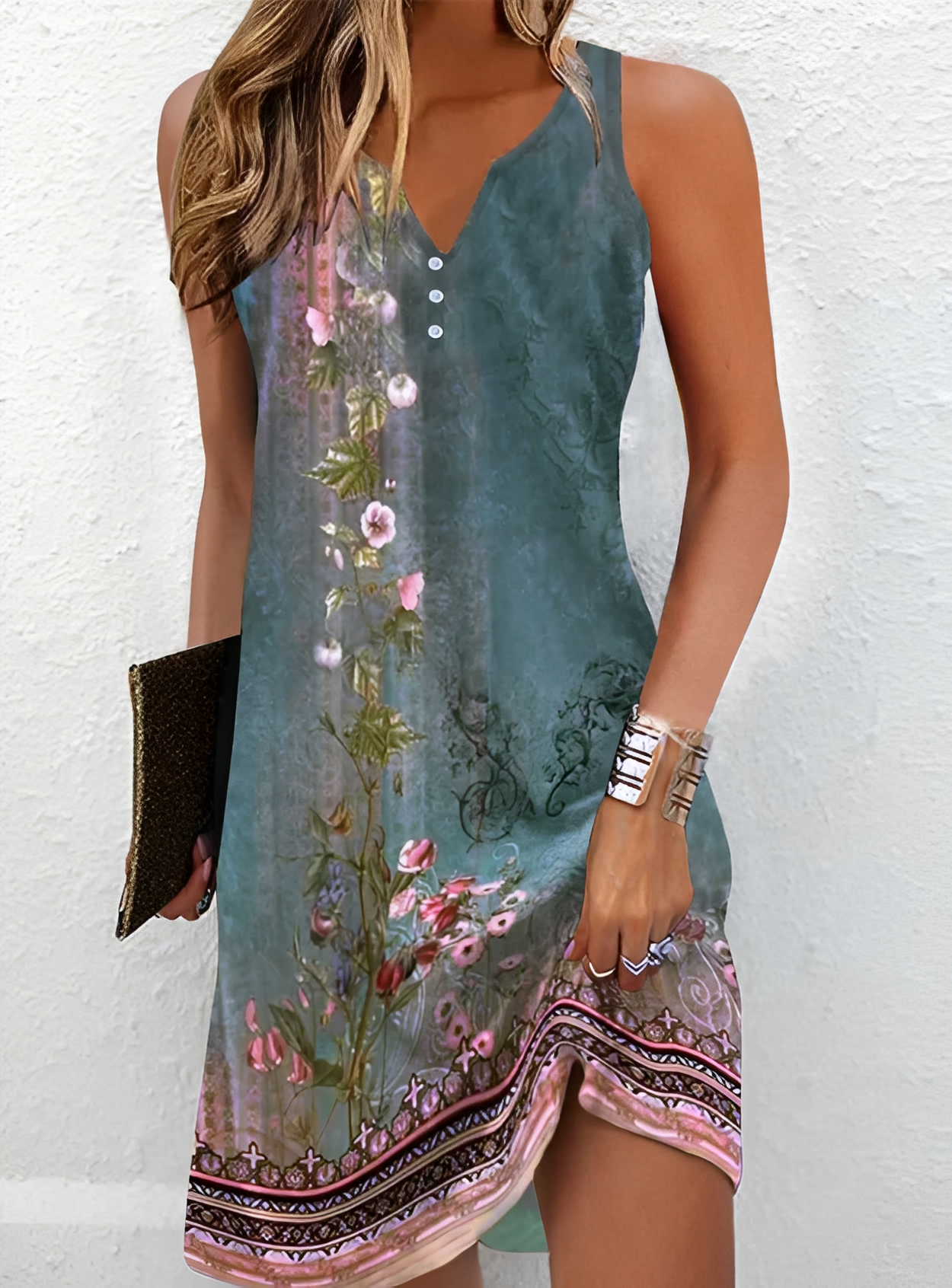 Henie - Ärmelloses Damen-Minikleid mit Blumenprint