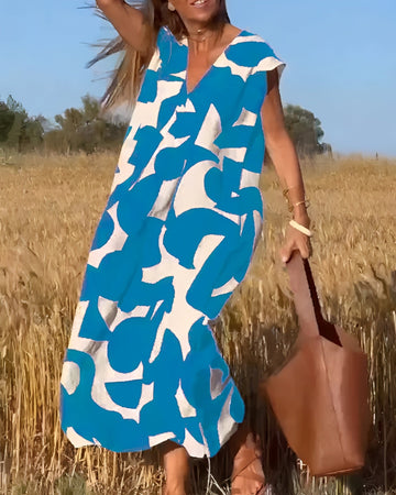 Darcie - Weites Damenkleid mit V-Ausschnitt