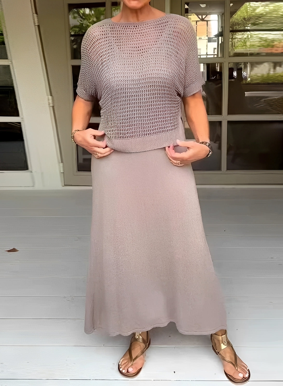 Darcie - Komfortables, durchbrochenes 2-teiliges Damen-Set