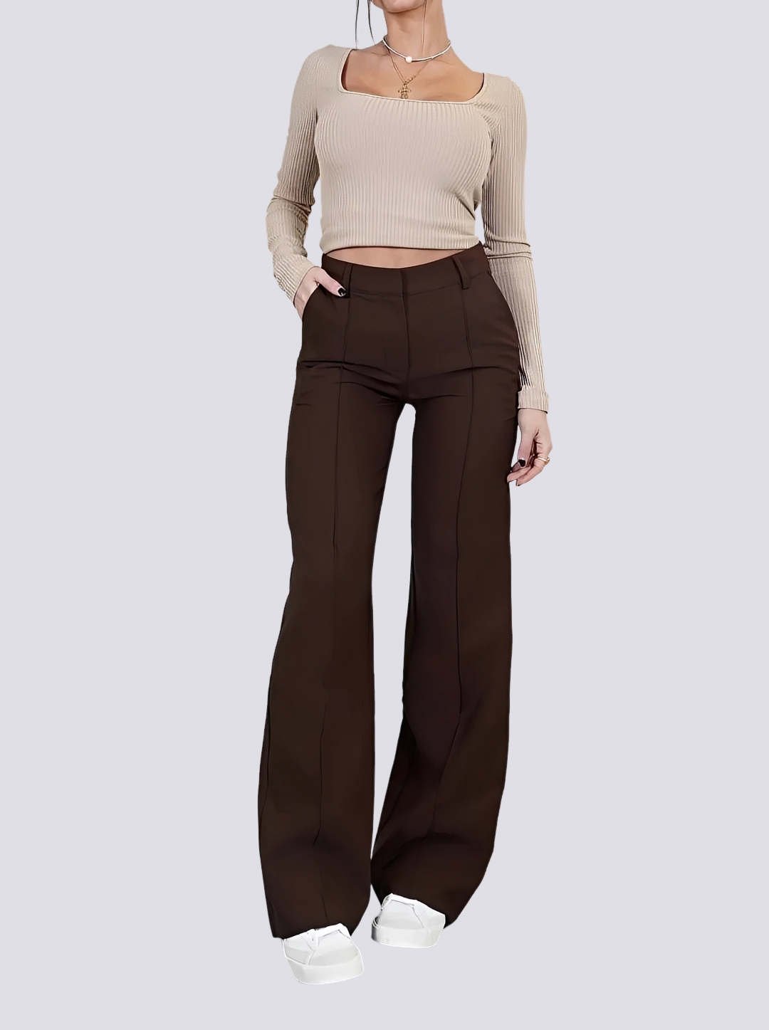 Amelie - Formelle Hose mit Hohem Bund und Geradem Bein