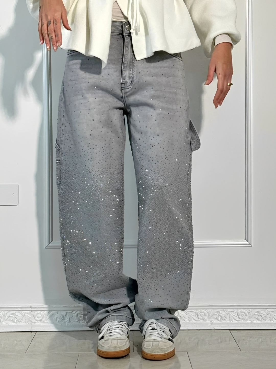 Sami - Elegante Glitzer-Jeans mit weitem Bein