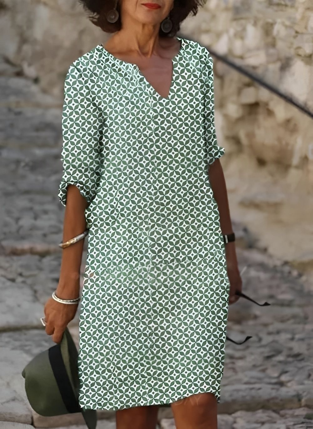 Kristina - Stylisches Midikleid mit halblangen Ärmeln für Damen