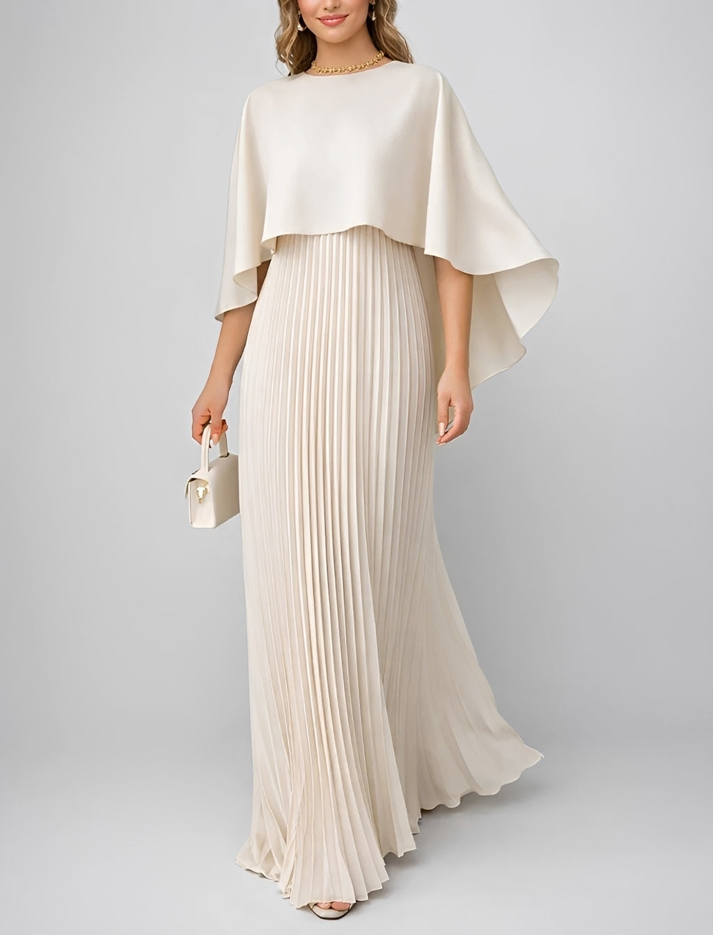 Zuzanna - Stilvolles Plissiertes Chiffon-Maxikleid