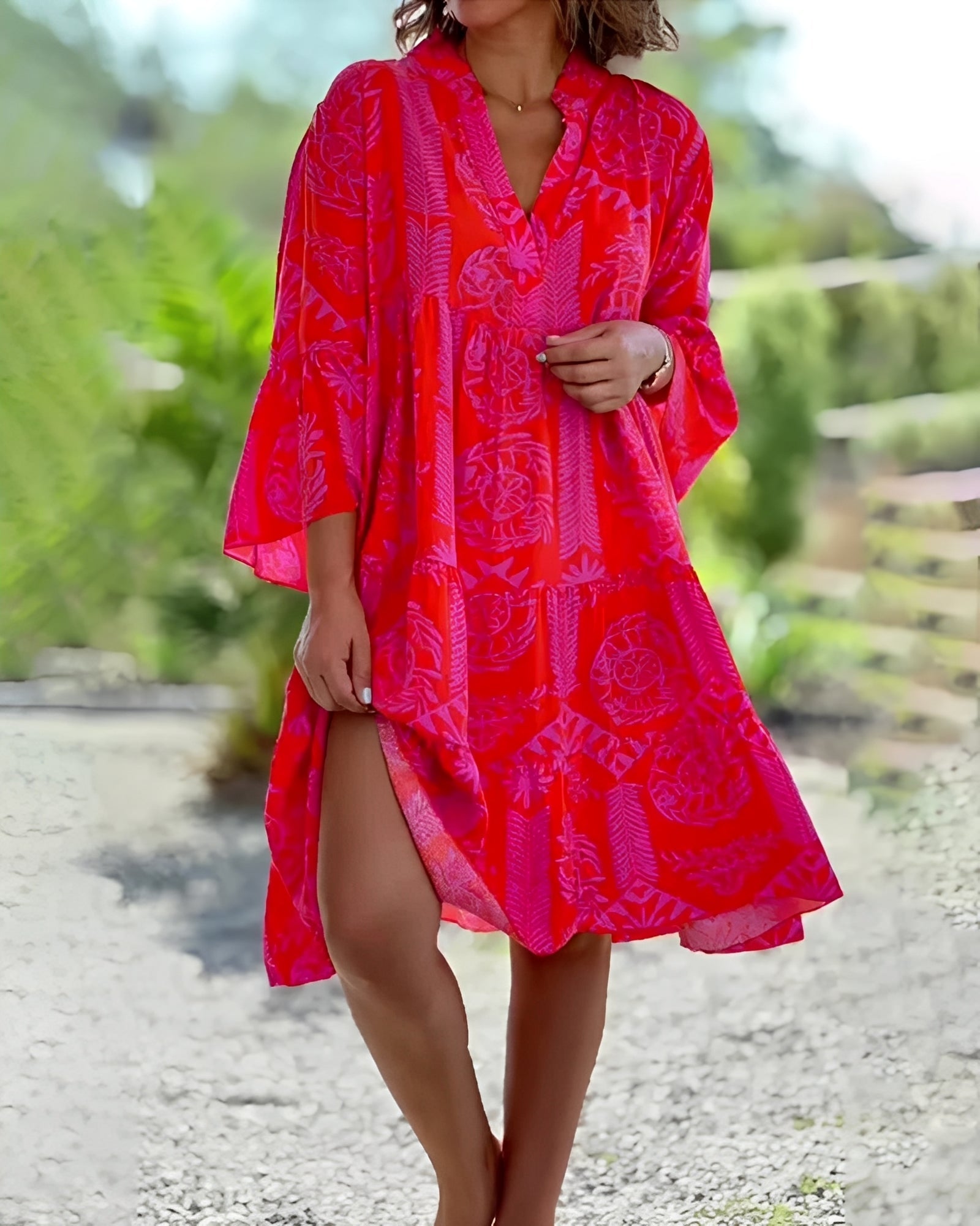 Linda - Elegantes, locker geschnittenes Boho-Kleid für Damen