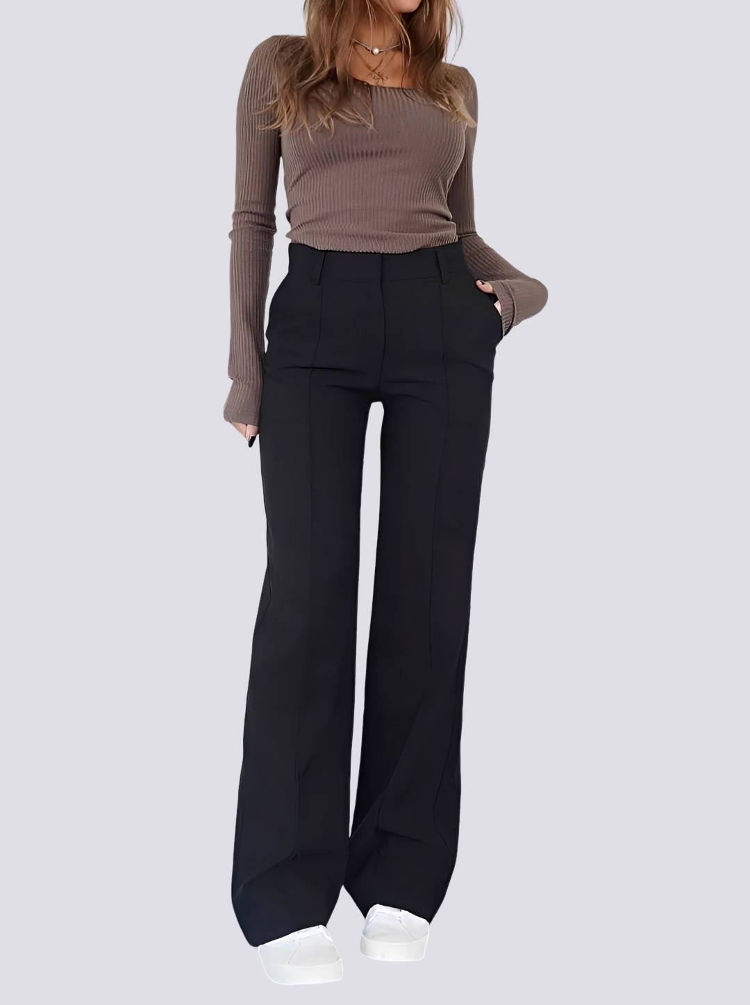 Amelie - Formelle Hose mit Hohem Bund und Geradem Bein