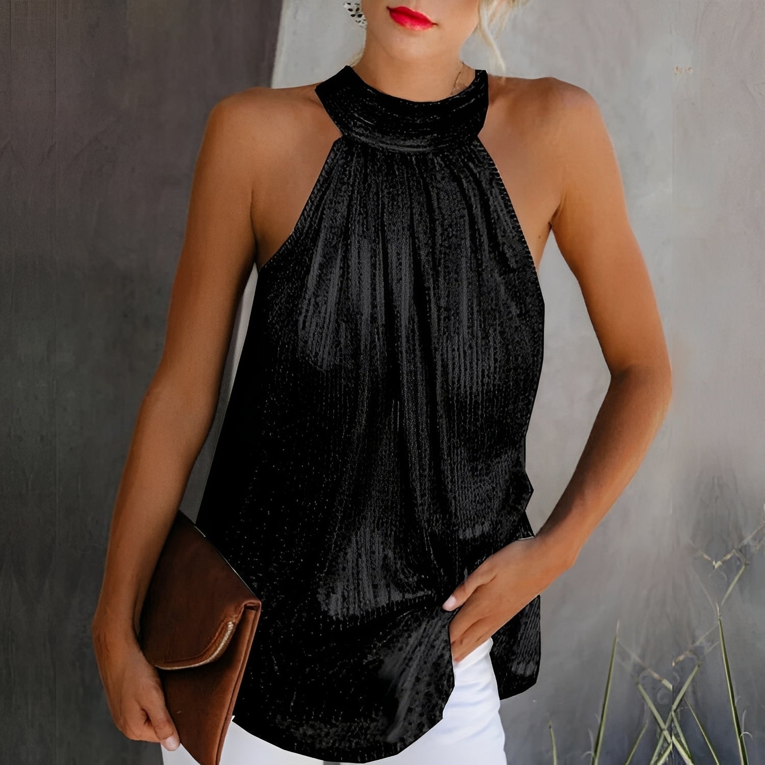Loni - Glamouröses glitzerndes Neckholder-Top