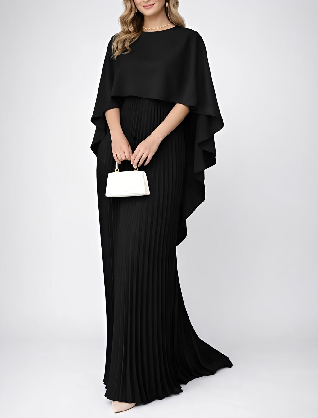 Zuzanna - Stilvolles Plissiertes Chiffon-Maxikleid