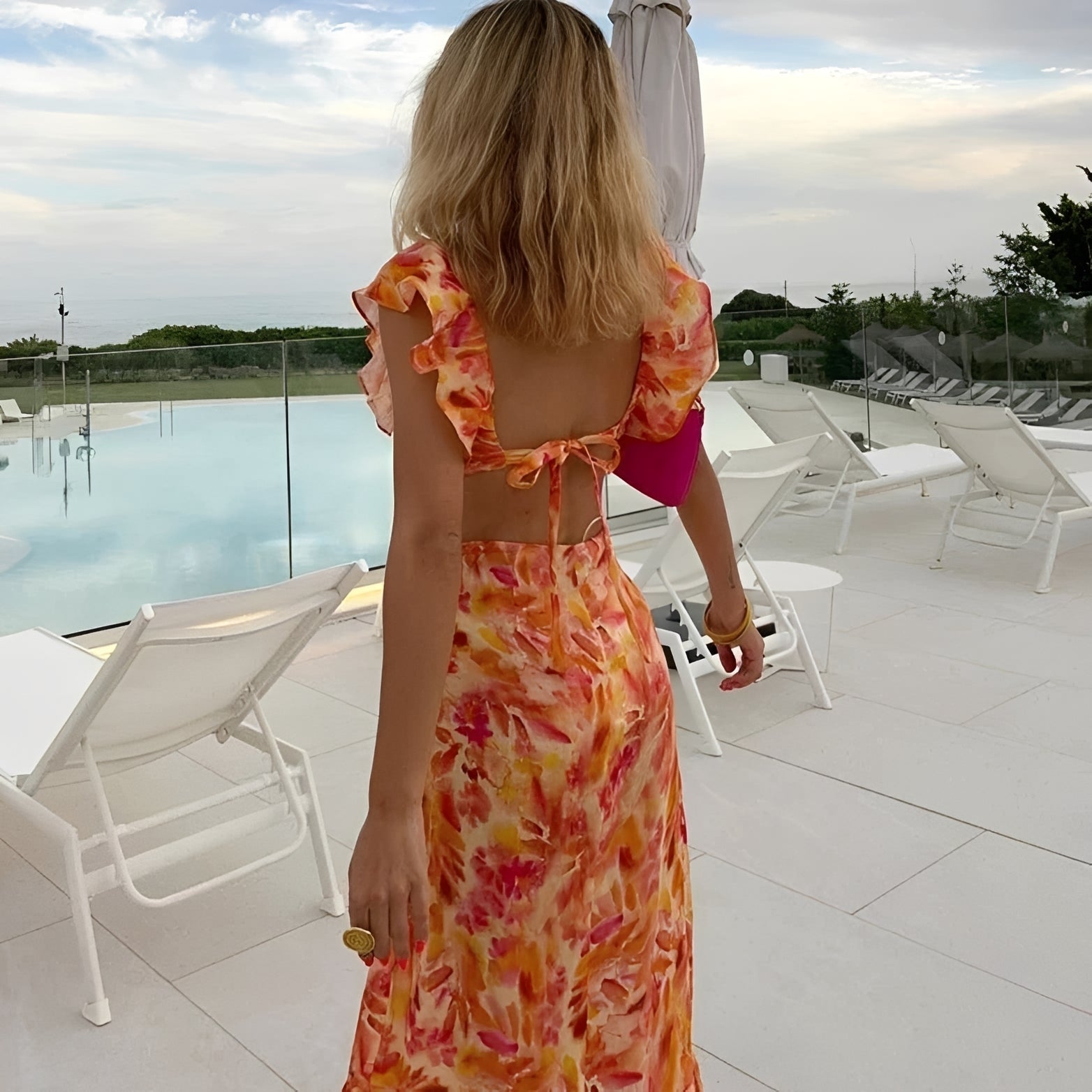 Lorraine - Elegantes langes Kleid mit Blumenmuster