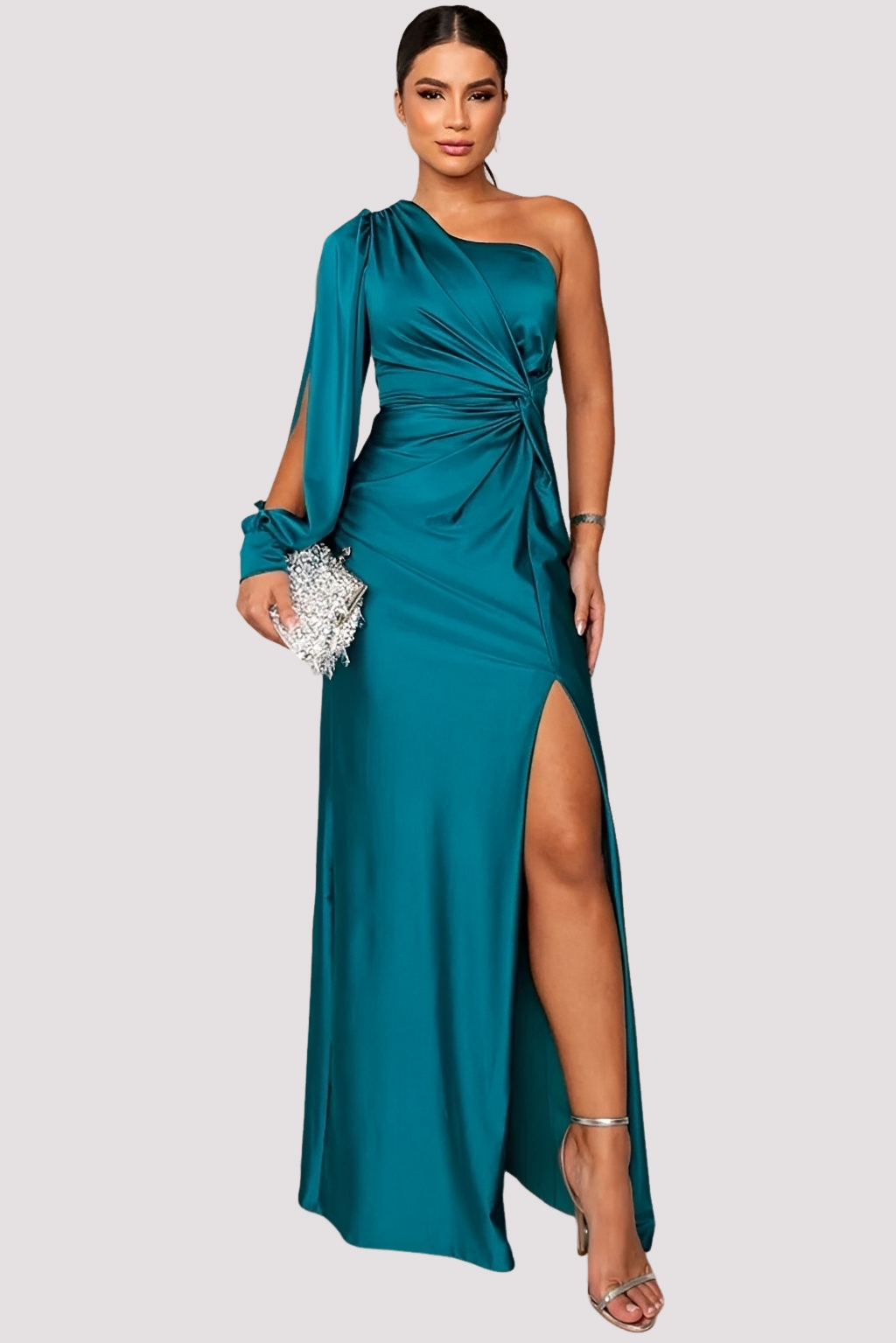 Yaseen - Elegantes Kleid mit einer Schulter und Schlitz