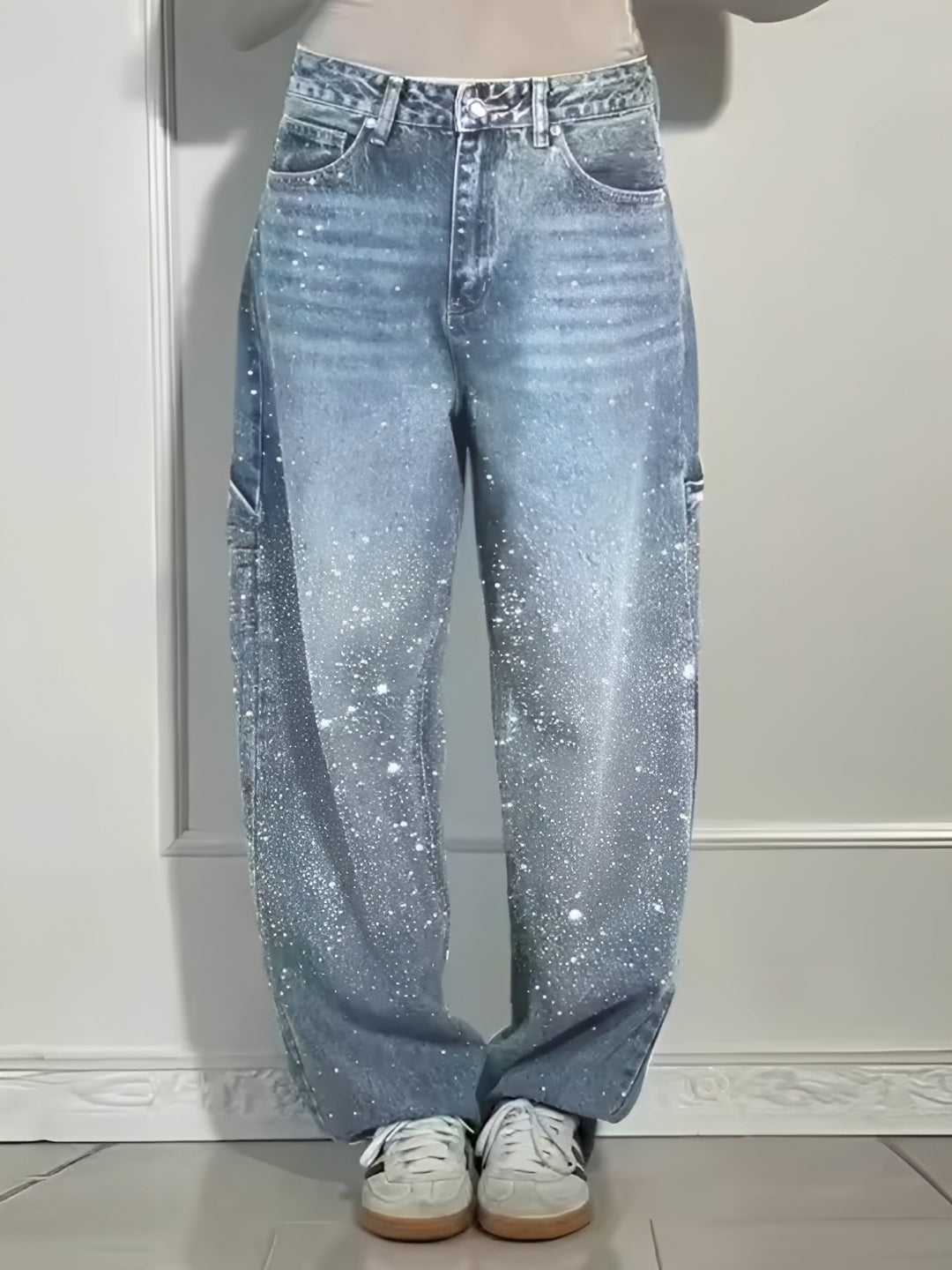 Sami - Elegante Glitzer-Jeans mit weitem Bein