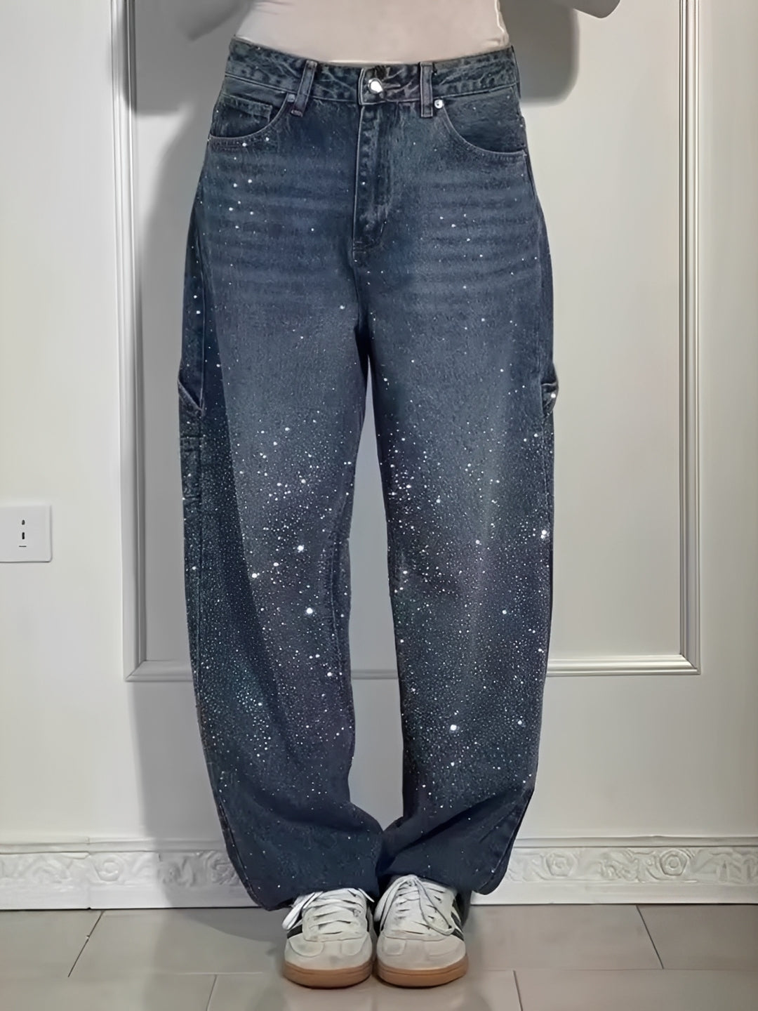 Sami - Elegante Glitzer-Jeans mit weitem Bein