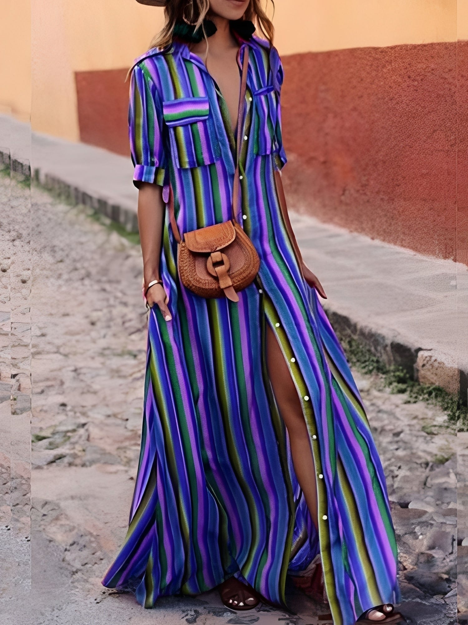 Samara - Raffiniertes gestreiftes Maxikleid