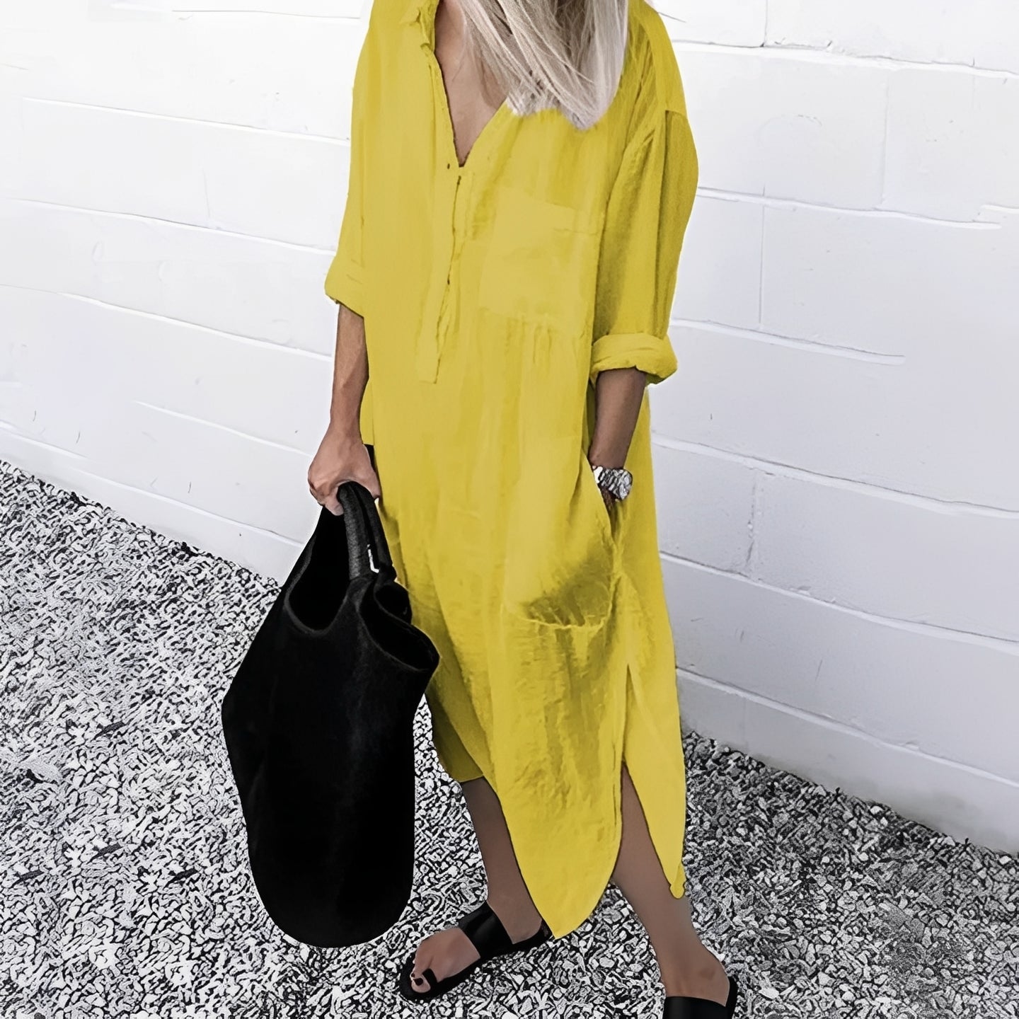Susan - Bequemes Lässiges Schlitzkleid