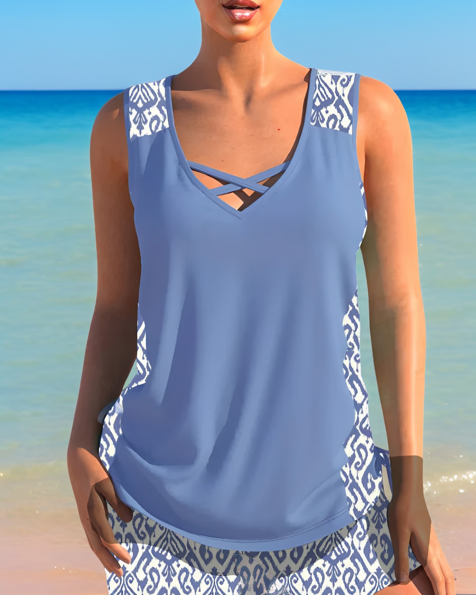 Jesse - Trendiger, gemusterter zweiteiliger Tankini für Damen