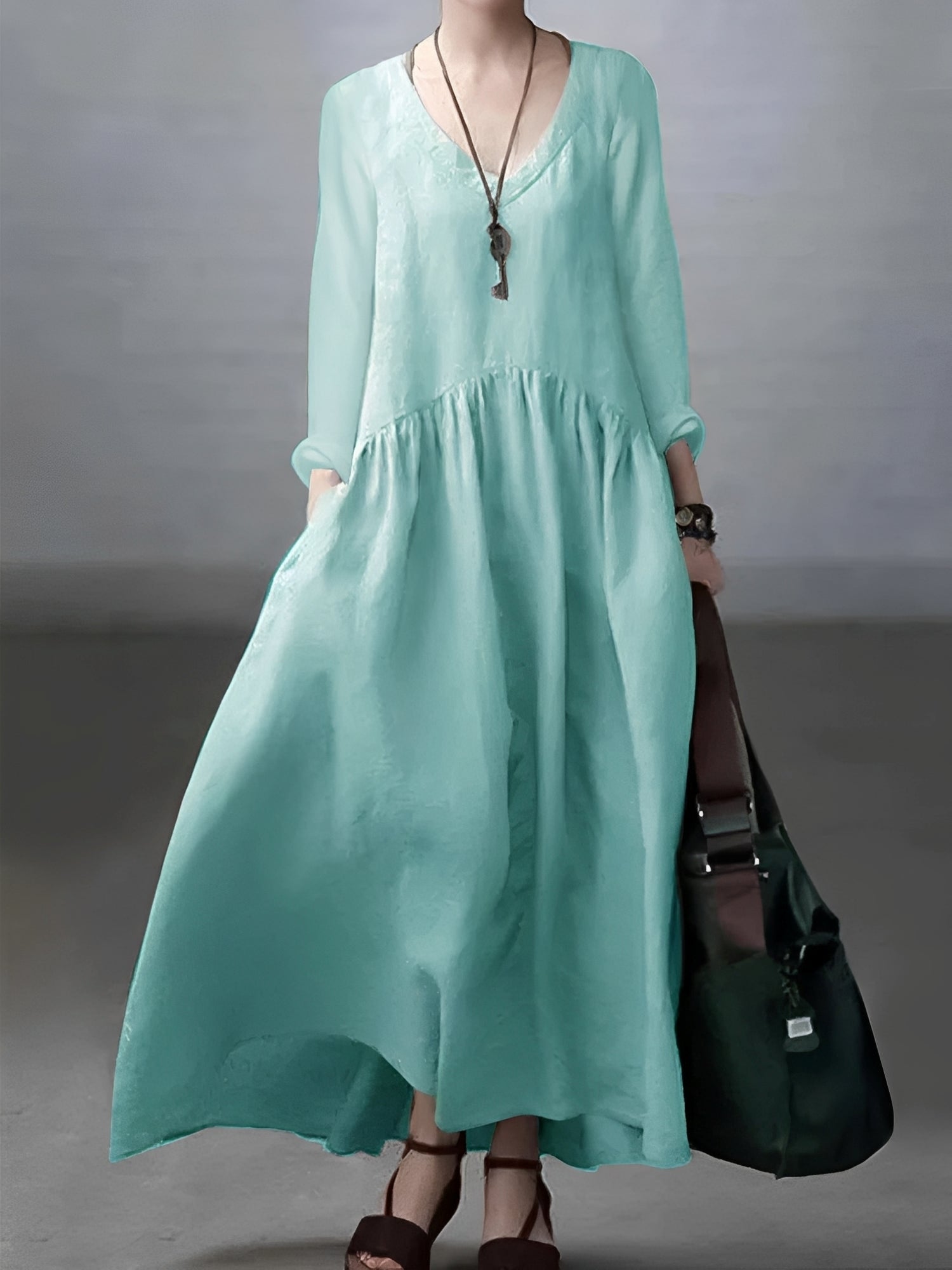 Lindy - Bequemes, lässiges Damenkleid mit V-Ausschnitt