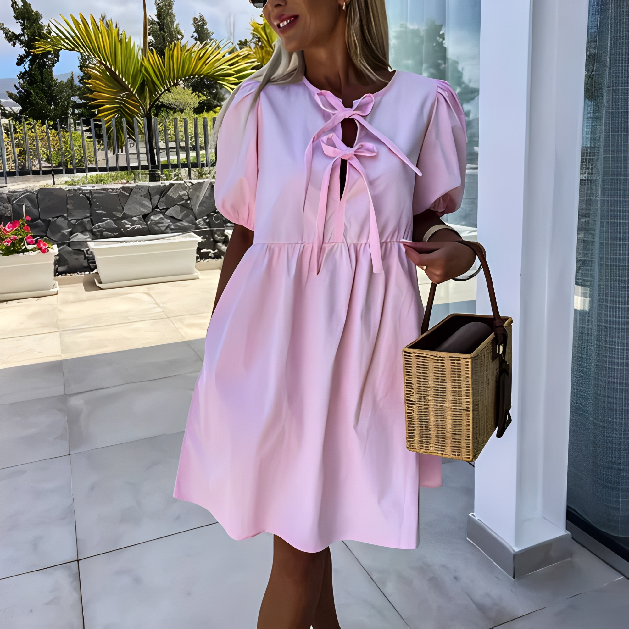 Eunice - Damen Sommerkleid mit Puffärmeln in elegantem Design